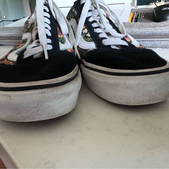 Vans Old Skool Black Suede Tropical Floral Size 9 Womens 7.5 Mens Hawaiian Print - Picture 12 of 13